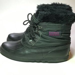 Sorel Woman's Rain/Snow Boots Lined Black Size 7 EUC